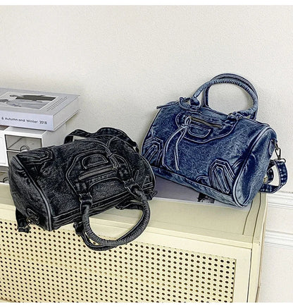 Women’s Denim Shoulder Bag – Large Capacity Crossbody Tote