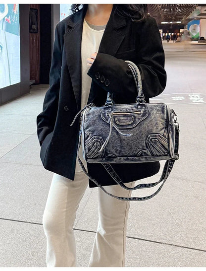 Women’s Denim Shoulder Bag – Large Capacity Crossbody Tote