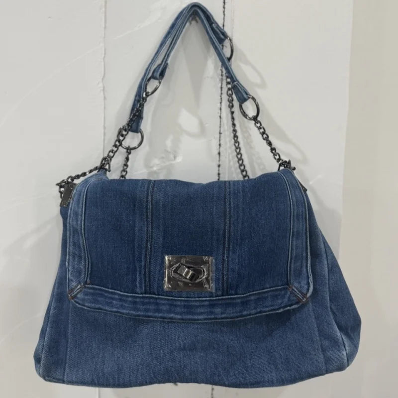 Denim Chain Crossbody Bag – Trendy All-Match Shoulder Tote for Women