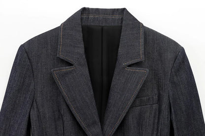 Women’s Denim Blazer – Fitted Office Jacket