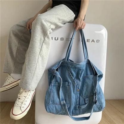 Women’s Denim Shoulder Bag – Casual Tote & Crossbody
