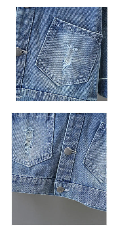 Teen Girls Pearl Denim Jacket – Bow Knot Fashion Coat for Spring & Autumn