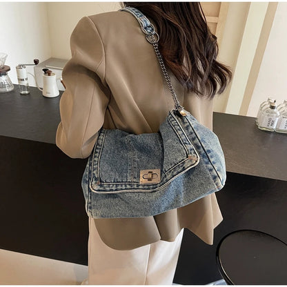 Denim Chain Crossbody Bag – Trendy All-Match Shoulder Tote for Women