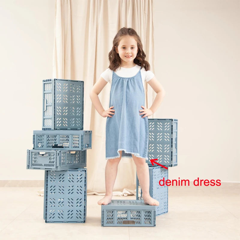 Kids Striped Denim-Style Tee – Casual Cotton Top (1–3Y)