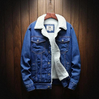 Men’s Padded Denim Jacket – Slim Wool-Lined Jean Coat