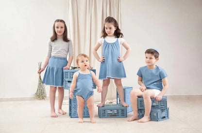 Kids Striped Denim-Style Tee – Casual Cotton Top (1–3Y)