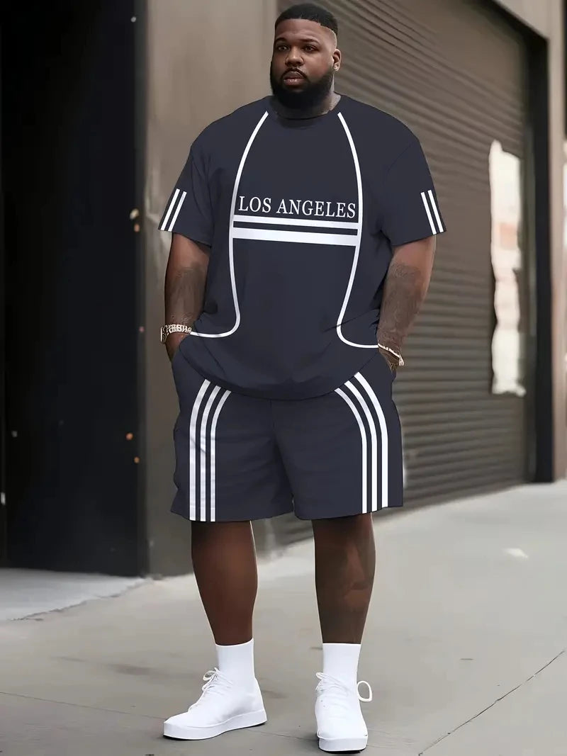 Denim Graphic T-Shirt & Shorts Set