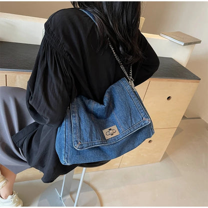 Denim Chain Crossbody Bag – Trendy All-Match Shoulder Tote for Women