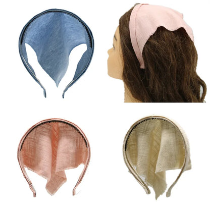 Girls & Women Linen Denim Bow Headband – Long Tail Hair Accessory