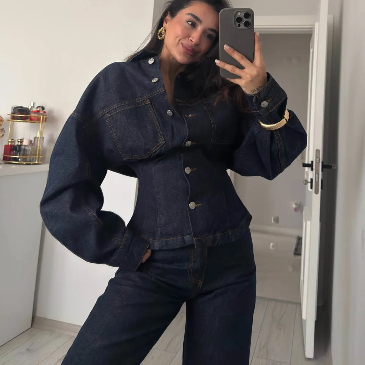 Oversized Denim Jacket & Pants Set