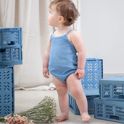 Kids Striped Denim-Style Tee – Casual Cotton Top (1–3Y)