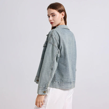 Women’s Denim Shirt – Embroidered Long Sleeve Top