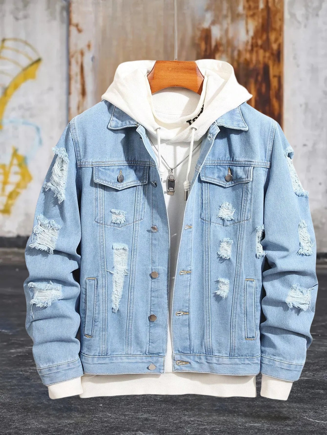 Distressed Flight Denim Jacket