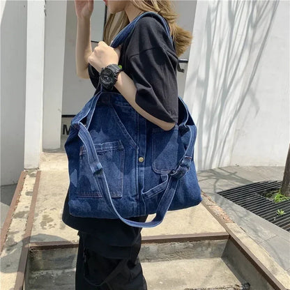 Women’s Denim Shoulder Bag – Casual Tote & Crossbody