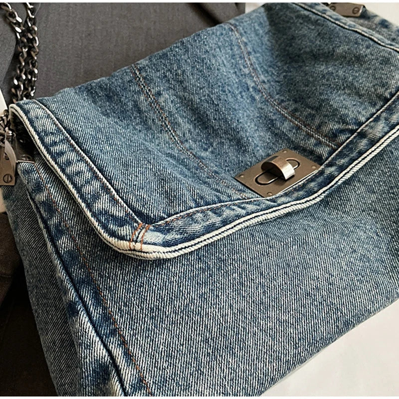 Denim Chain Crossbody Bag – Trendy All-Match Shoulder Tote for Women