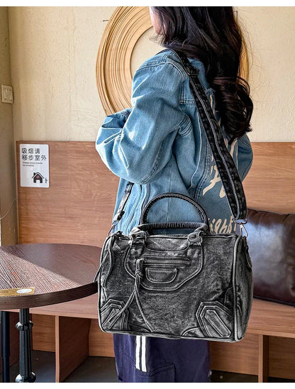 Women’s Denim Shoulder Bag – Large Capacity Crossbody Tote