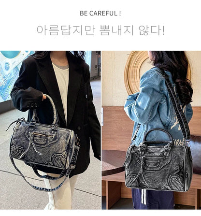 Women’s Denim Shoulder Bag – Large Capacity Crossbody Tote