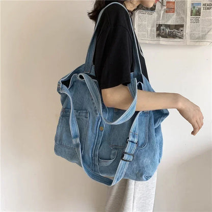 Women’s Denim Shoulder Bag – Casual Tote & Crossbody
