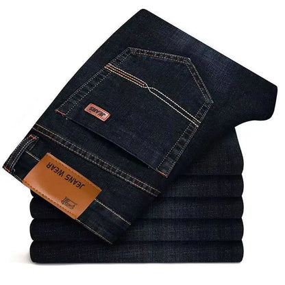 2025 Men’s Business Denim Jeans – Slim Straight Casual Trousers
