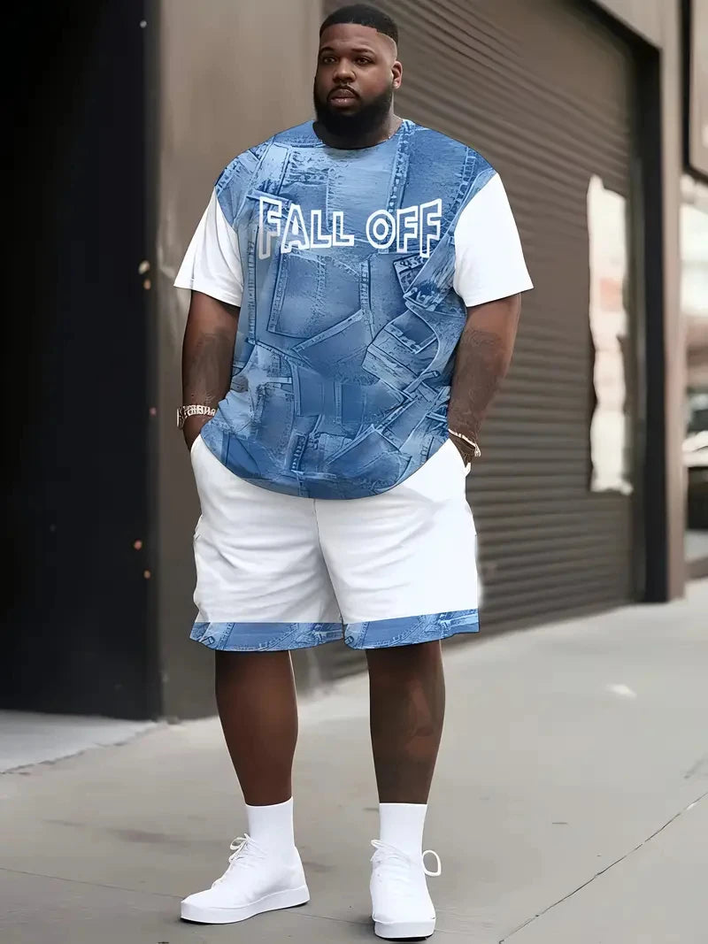 Denim Graphic T-Shirt & Shorts Set