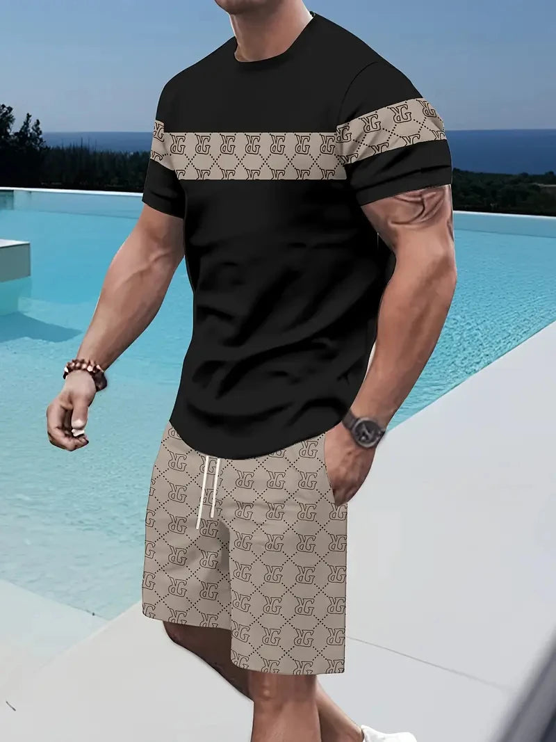 Denim Graphic T-Shirt & Shorts Set