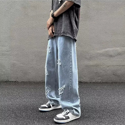 Men’s Loose Straight Leg Denim Jeans – Casual Y2K Streetwear