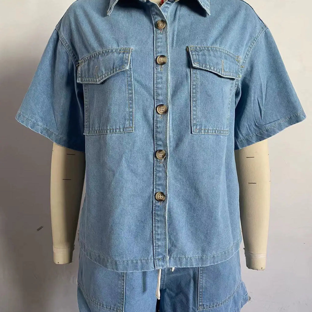 Women’s Denim Top & Shorts Set