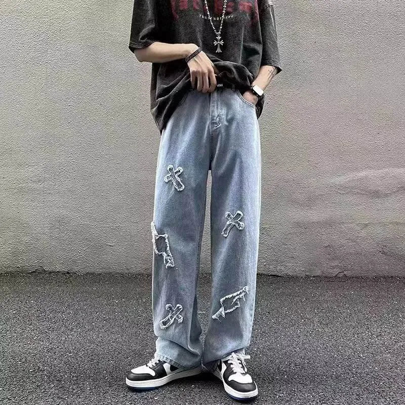 Men’s Loose Straight Leg Denim Jeans – Casual Y2K Streetwear