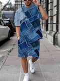 Denim Graphic T-Shirt & Shorts Set