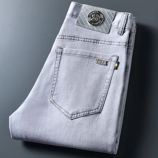Men’s Summer Straight Denim Jeans – High-Quality Stretch Trousers