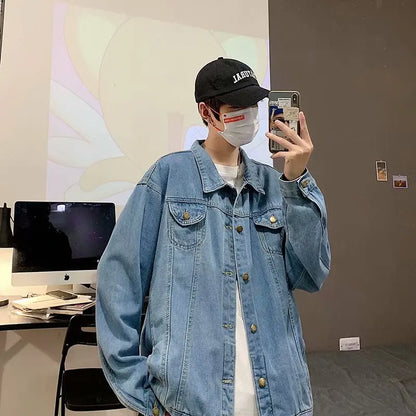 Men’s Black Denim Jacket – Casual Streetwear Bomber