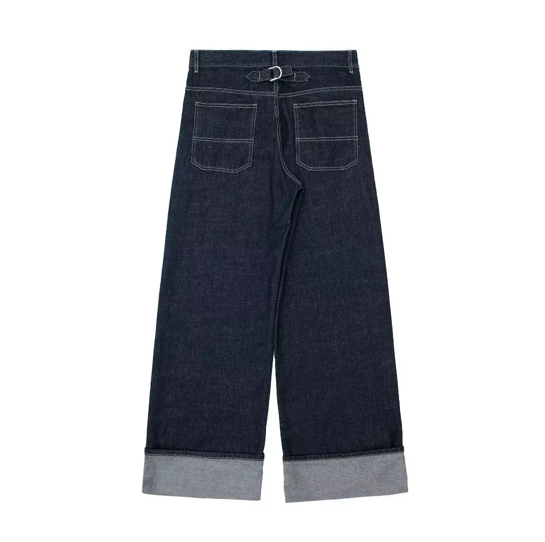 Women’s Denim Jacket & Wide-Leg Jeans Set – High Street Style