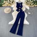 Denim Vest & Wide Leg Pants Set