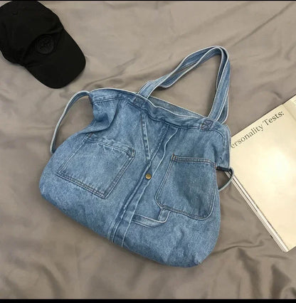 Women’s Denim Shoulder Bag – Casual Tote & Crossbody
