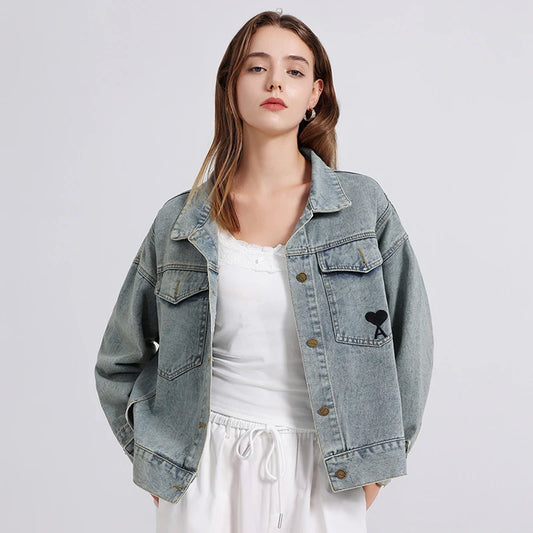 Women’s Denim Shirt – Embroidered Long Sleeve Top