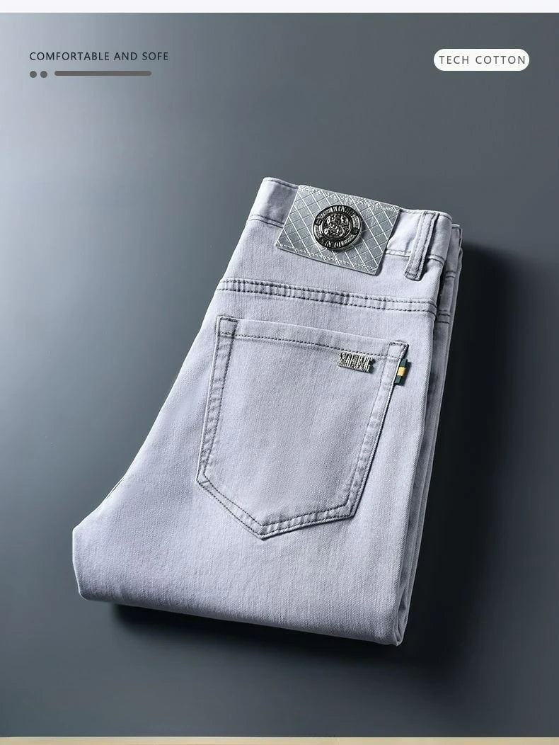 Men’s Summer Straight Denim Jeans – High-Quality Stretch Trousers