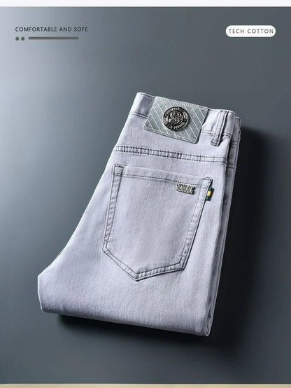 Men’s Summer Straight Denim Jeans – High-Quality Stretch Trousers
