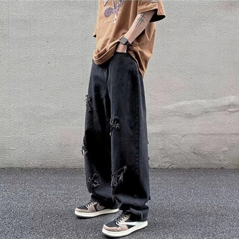 Men’s Loose Straight Leg Denim Jeans – Casual Y2K Streetwear