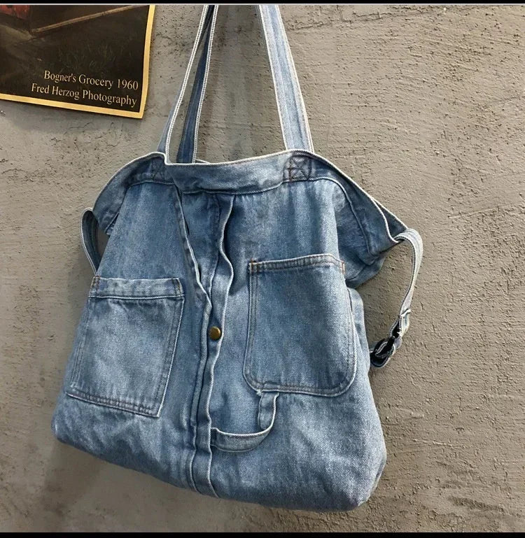 Women’s Denim Shoulder Bag – Casual Tote & Crossbody