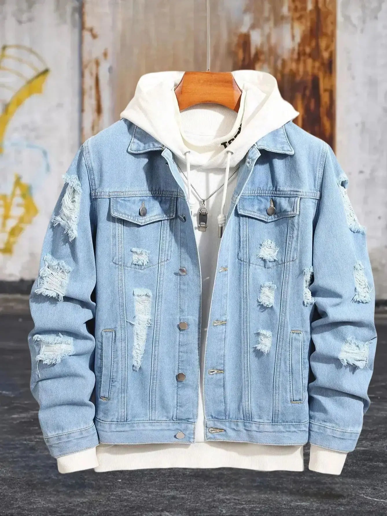 Distressed Flight Denim Jacket