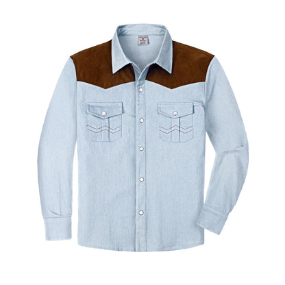 Boys Vintage Denim Cowboy Shirt – Pearl Snap Western Top