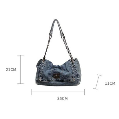 Denim Chain Crossbody Bag – Trendy All-Match Shoulder Tote for Women