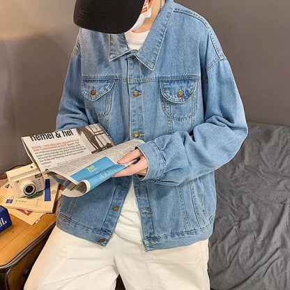 Men’s Black Denim Jacket – Casual Streetwear Bomber