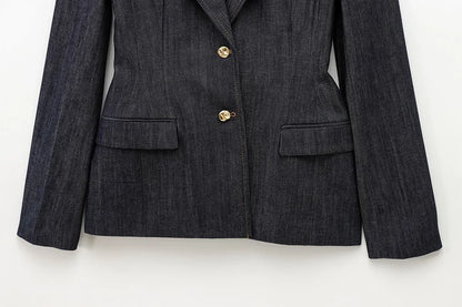 Women’s Denim Blazer – Fitted Office Jacket