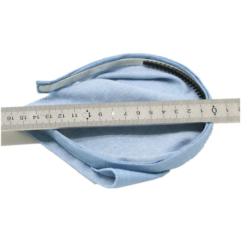 Girls & Women Linen Denim Bow Headband – Long Tail Hair Accessory