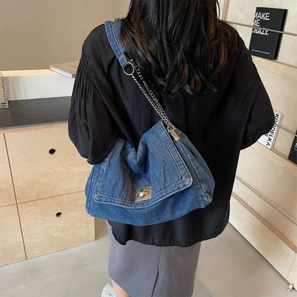 Denim Chain Crossbody Bag – Trendy All-Match Shoulder Tote for Women