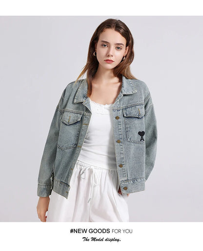 Women’s Denim Shirt – Embroidered Long Sleeve Top
