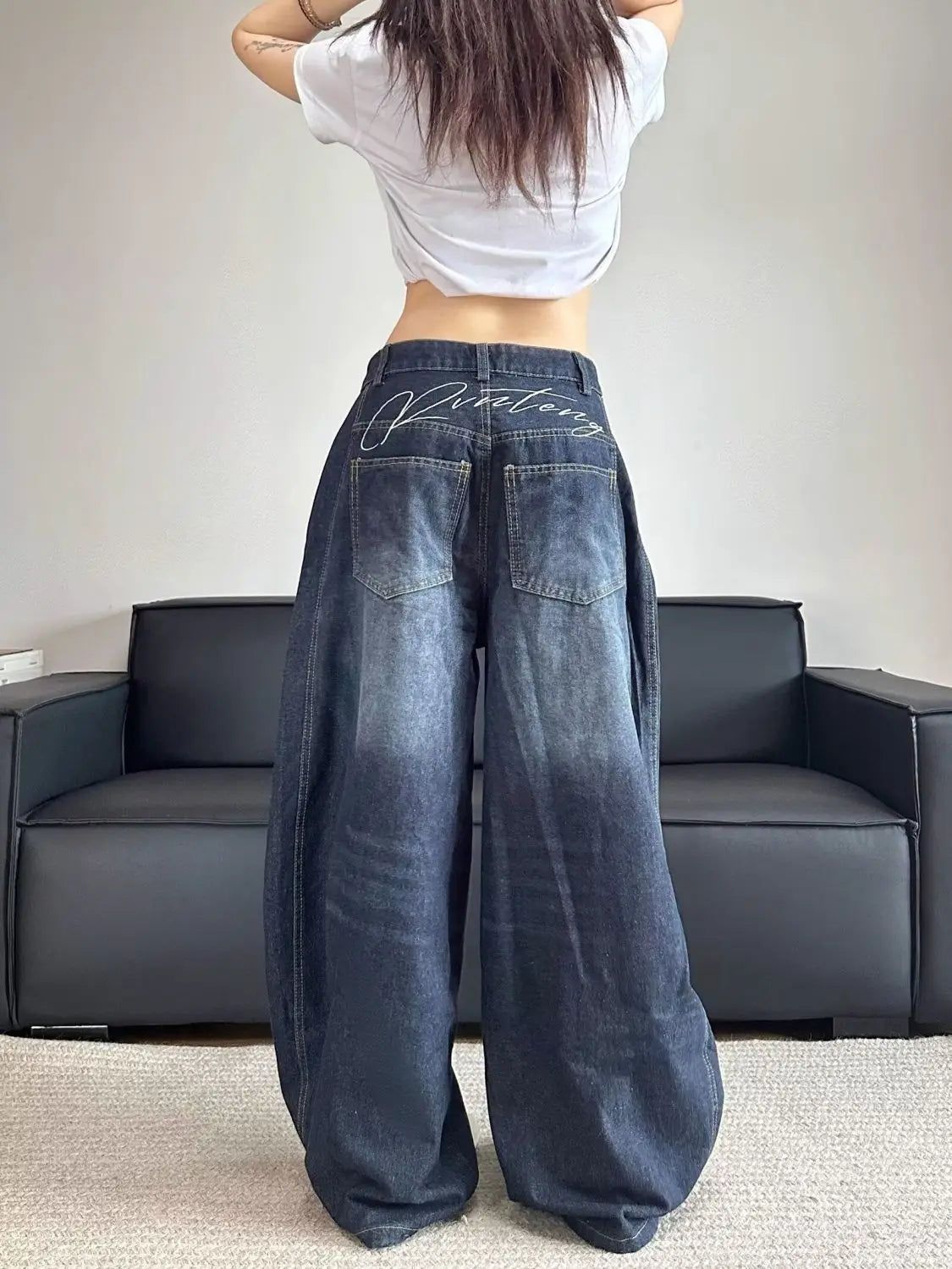 Women’s Embroidered Patchwork Straight Jeans