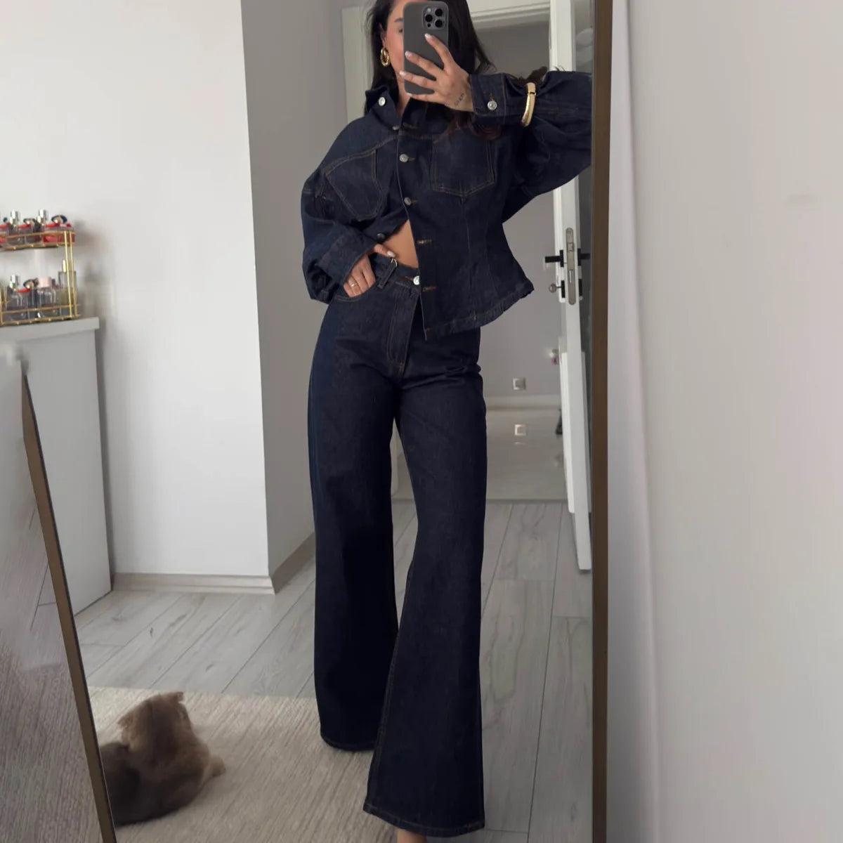 Oversized Denim Jacket & Pants Set
