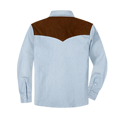 Boys Vintage Denim Cowboy Shirt – Pearl Snap Western Top